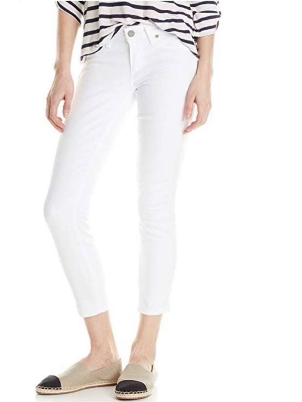 PAIGE White Cropped Skinny Jeans
